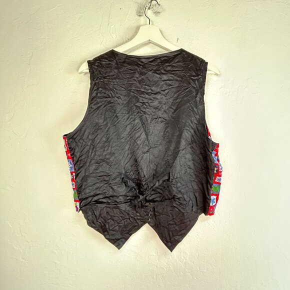 Basic Editions Holiday Womens V-Neck Vest XL Red Christmas Print Cotton Holiday - Picture 2 of 7